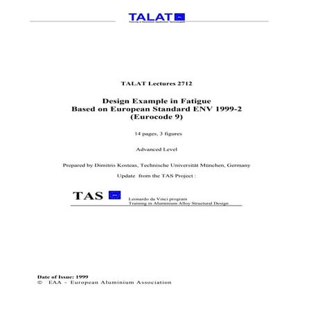 TALAT Lecture 2712: Design Example in Fatigue