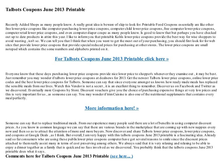 Printable Talbots Coupons Printable Coupons Online