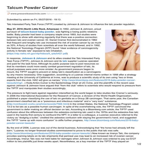 Talcum Powder Cancer | PDF
