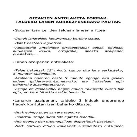 TALDEKO LANEN AURKEZPENETARAKO PAUTAK