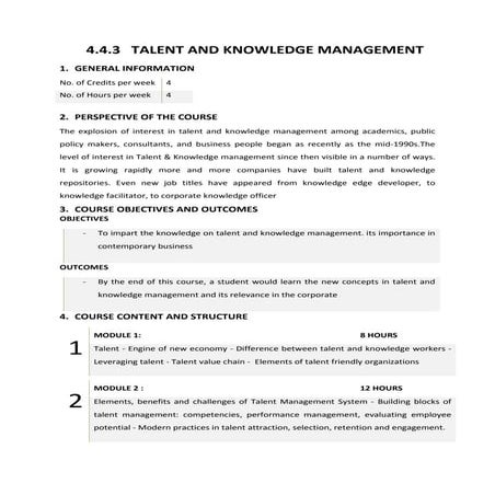 Talent and knowledge management