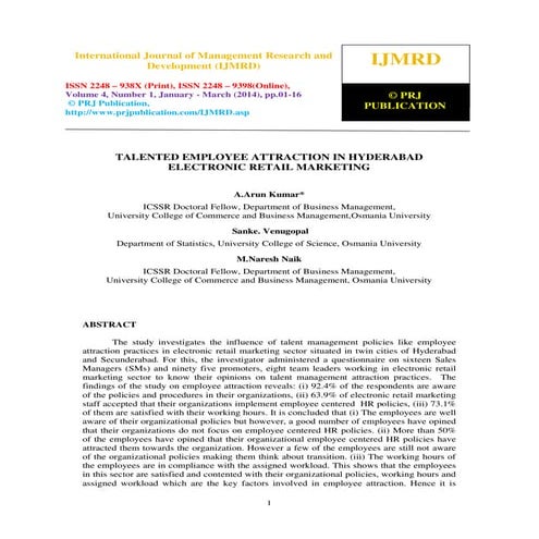 Talented employee attraction in hyderabad electronic retail marketing