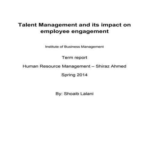 Talent management and its impact on employee engagement