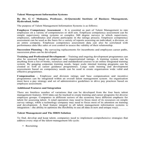 Talent management information systems