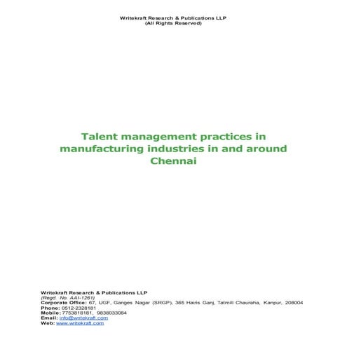 Talent management practices in manufacturing industries in and around chennai [www.writekraft.com]