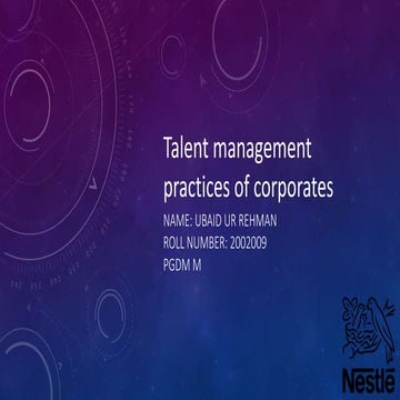 Talent management practices of nestle