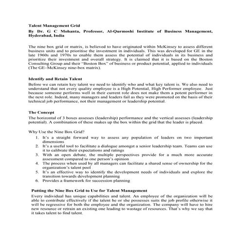 Talent Management Grid