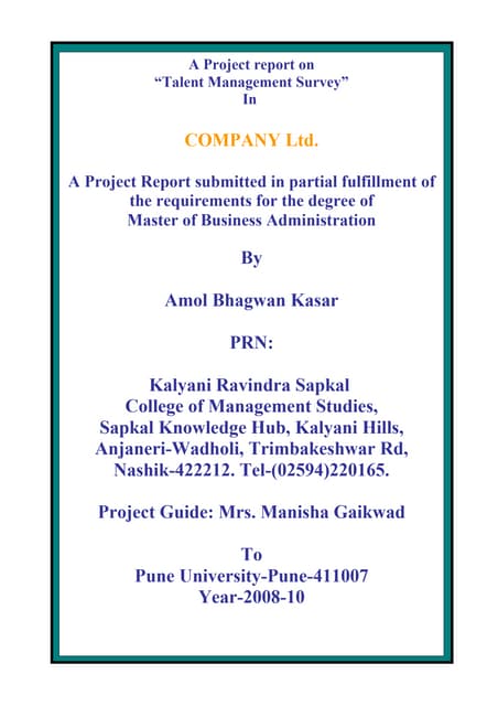 Talent mnagement- MBA(HR) project
