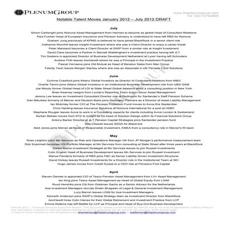 Talent moves august 2012 plenum group | PDF