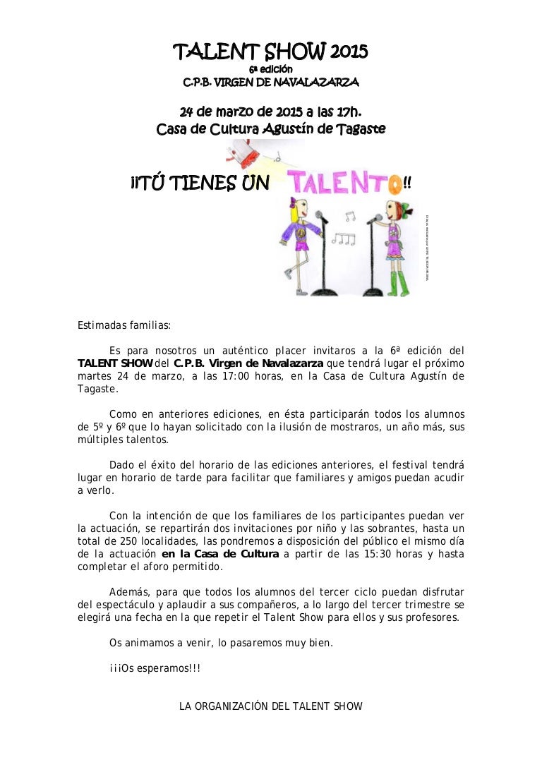 Talent show 2015 información para la página web Talent show 2015 información para la página web