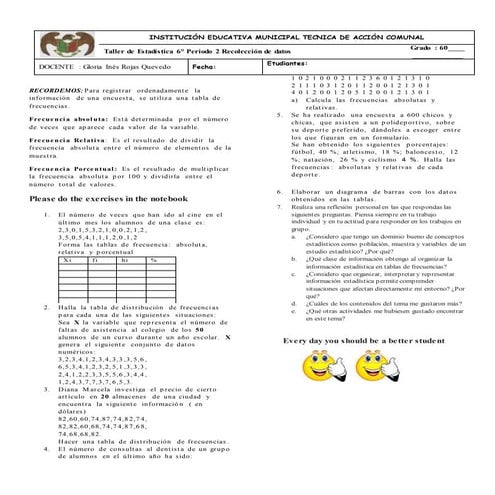 Taler n° 2 tablas de frecuencia grado sexto