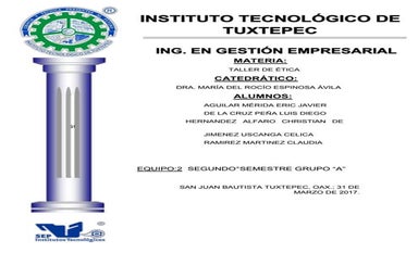 Taller ética. Segunda Unidad I.G.E-2