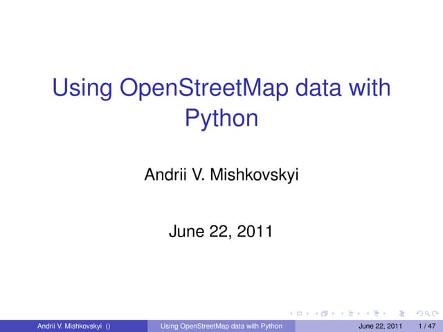 Making use of OpenStreetMap data with Python