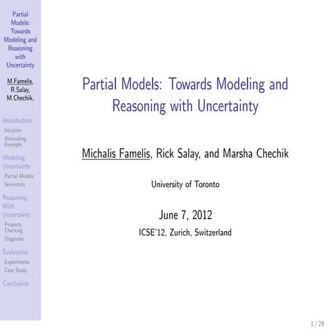 Partial Models: Towards Modeling and Reasoning with Uncertainty