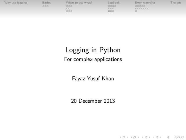 Logging in Python for large applications