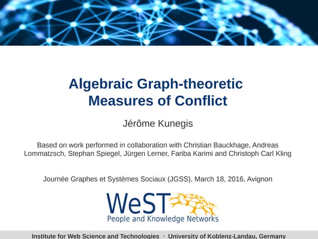 Algebraic Graph-theoretic Measures of Conflict