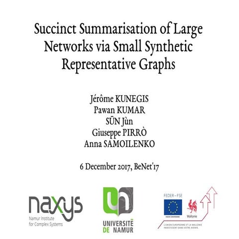 Succinct Summarisation of Large Networks via Small Synthetic Representative G...