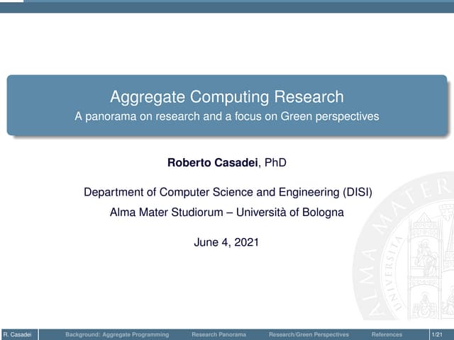 Aggregate Computing Research: an Overview