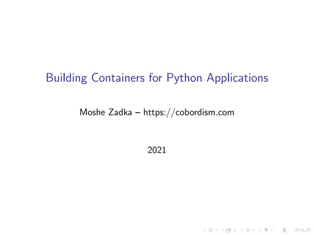 Building Good Containers for Python Applications