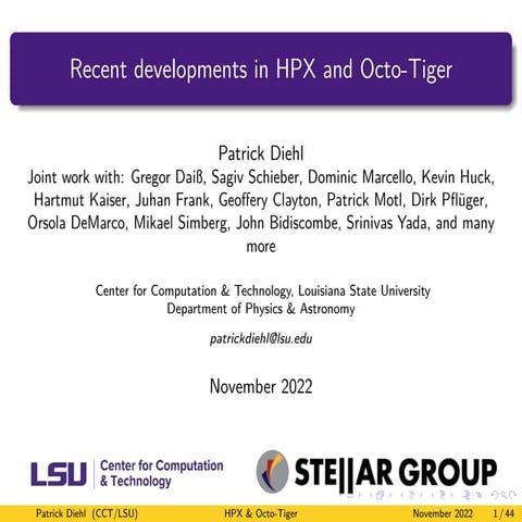 Recent developments in HPX and Octo-Tiger