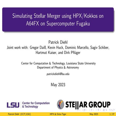 Simulating Stellar Merger using HPX/Kokkos on A64FX on Supercomputer Fugaku