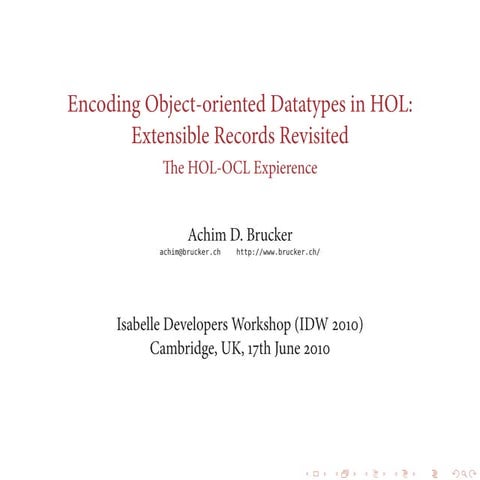 Encoding Object-oriented Datatypes in HOL: Extensible Records Revisited