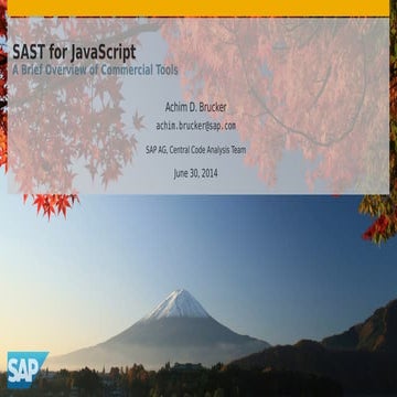 SAST for JavaScript: A Brief Overview of Commercial Tools