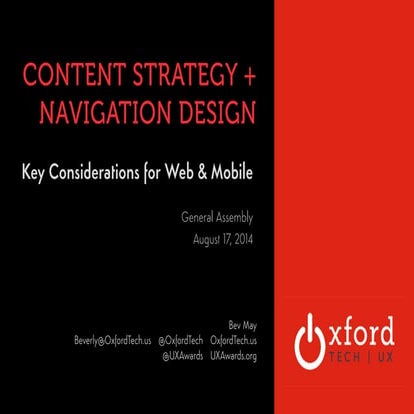 Content Strategy + Navigation Design: UX Overview + Considerations