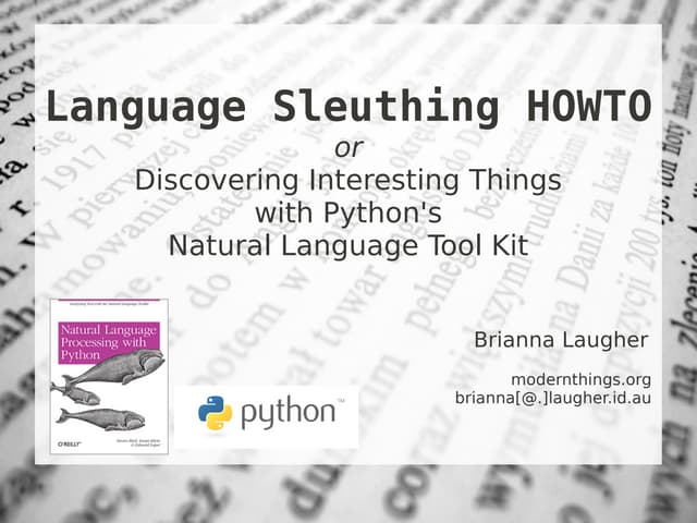 Language Sleuthing HOWTO with NLTK