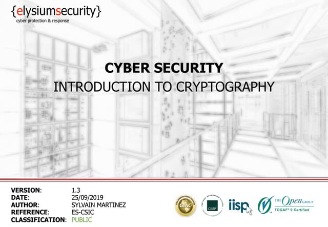 INTRODUCTION TO CRYPTOGRAPHY