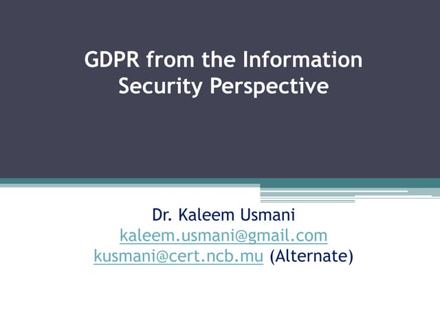 GDPR SECURITY ISSUES