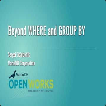 Beyond the basics: advanced SQL with MariaDB