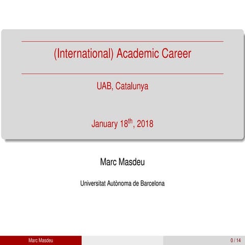 (International) Academic Career
