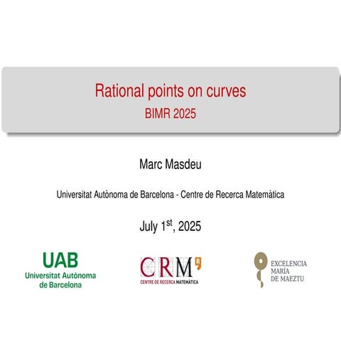 Rational points on curves -- BIMR 2025 --