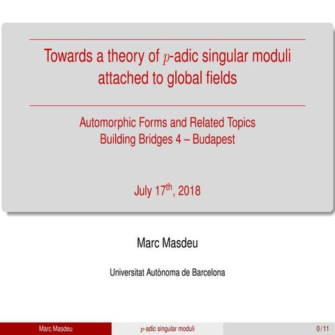Towards a theory of p-adic singular moduli attached to global fields