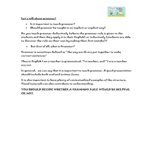 Talking about grammar