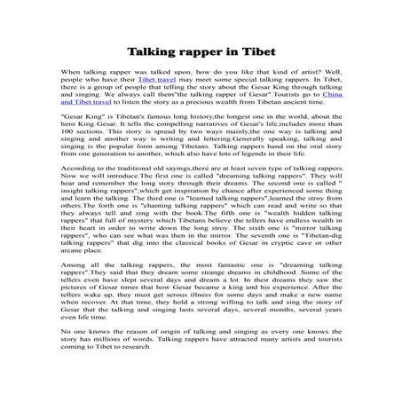 Talking rapper in tibet | PDF