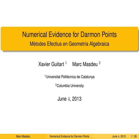 Numerical Evidence for Darmon Points