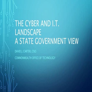 Cybersecurity Information From KY's CISO