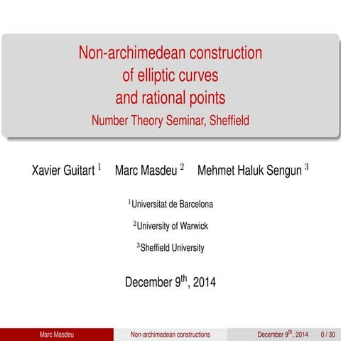 Non-archimedean construction of elliptic curves and rational points