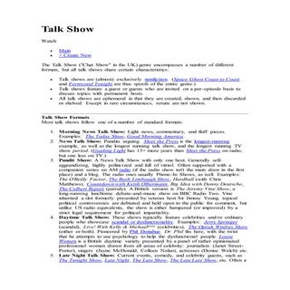 Talk show example and structure