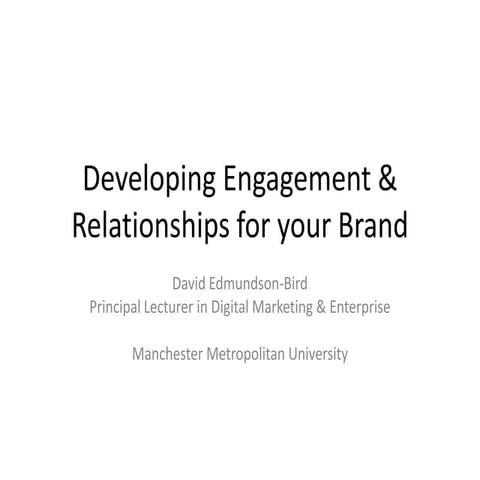 Talk Social Keynote Developing Engagement & Relationship with Brands