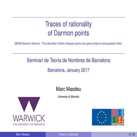 Talk at Seminari de Teoria de Nombres de Barcelona 2017