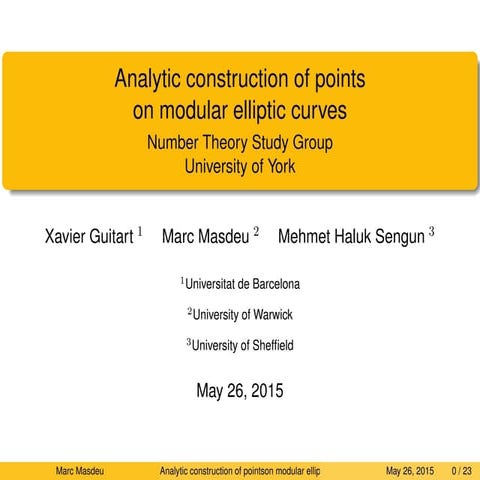 Analytic construction of points on modular elliptic curves