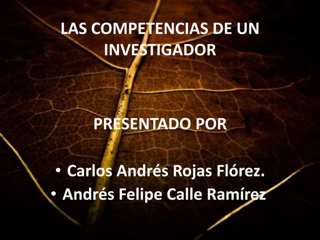 LAS COMPETENCIAS DE UN INVESTIGADOR