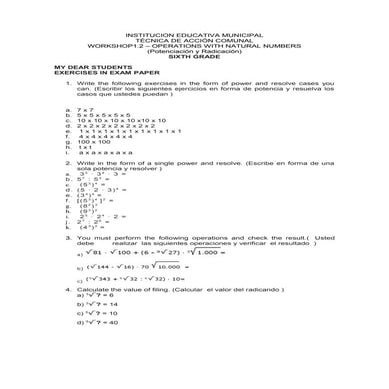 Operaciones con expresiones algebraicas | DOCX