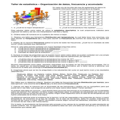 Taller 1   estadistica para sexto