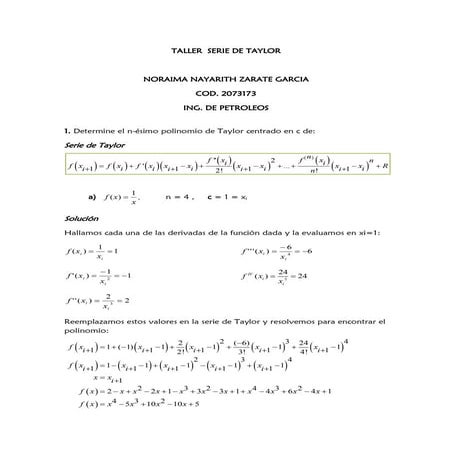 Taller 1. serie de taylor