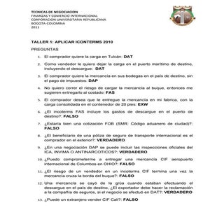  Incoterms 2010 ejemplos