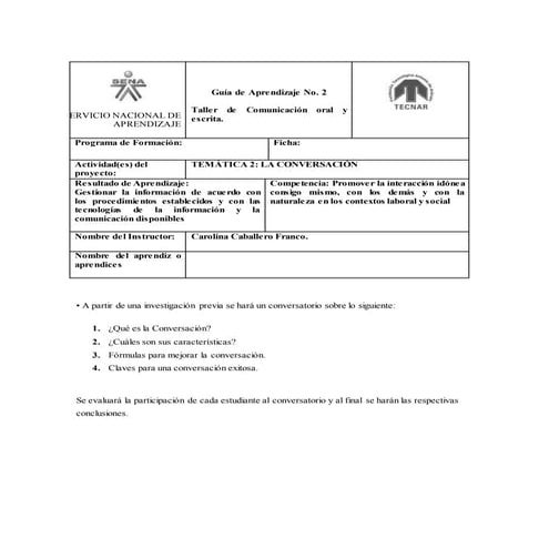 Taller 2   la conversación
